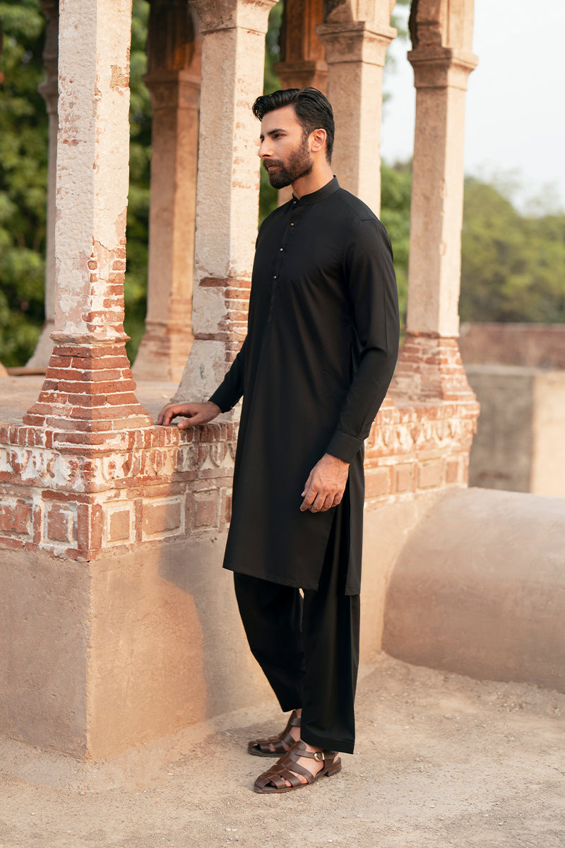 Onyx Black Egyptian Cotton Shalwar Kameez (2-Piece) - Image 5