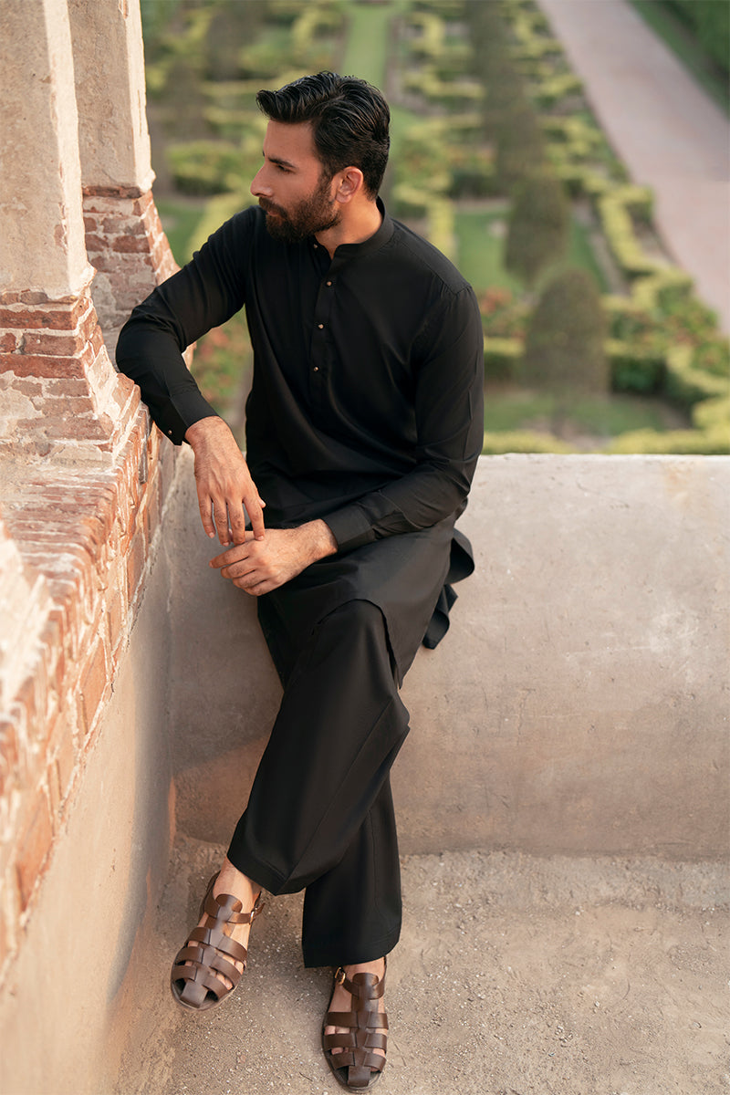 Onyx Black Egyptian Cotton Shalwar Kameez (2-Piece) - Image 6