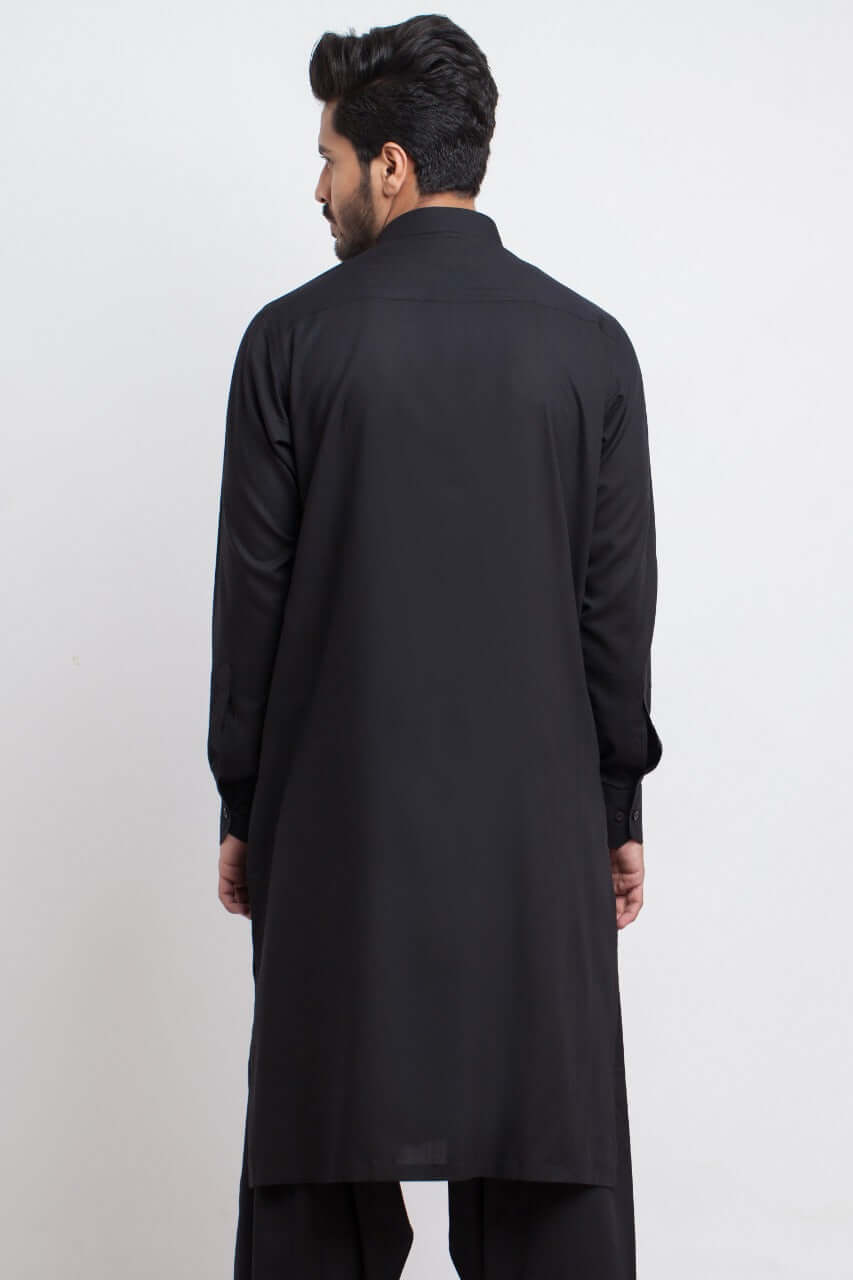 Black IronEZ Fabric Shalwar Kameez (2-Piece) - Image 2
