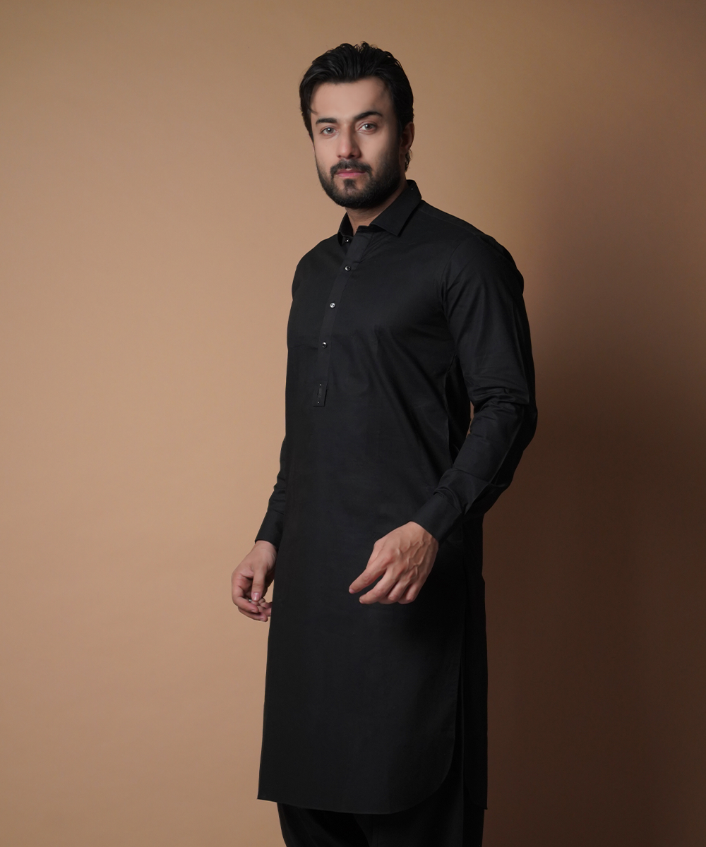 Jet Black IronEZ Fabric Shalwar Kameez (2-Piece) - Image 3