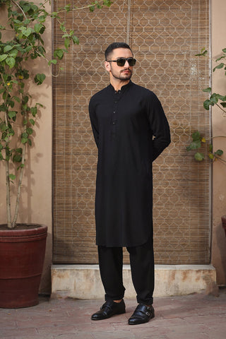 Black Lightweight Fabric Kameez Shalwar (2-Piece) - Image 4