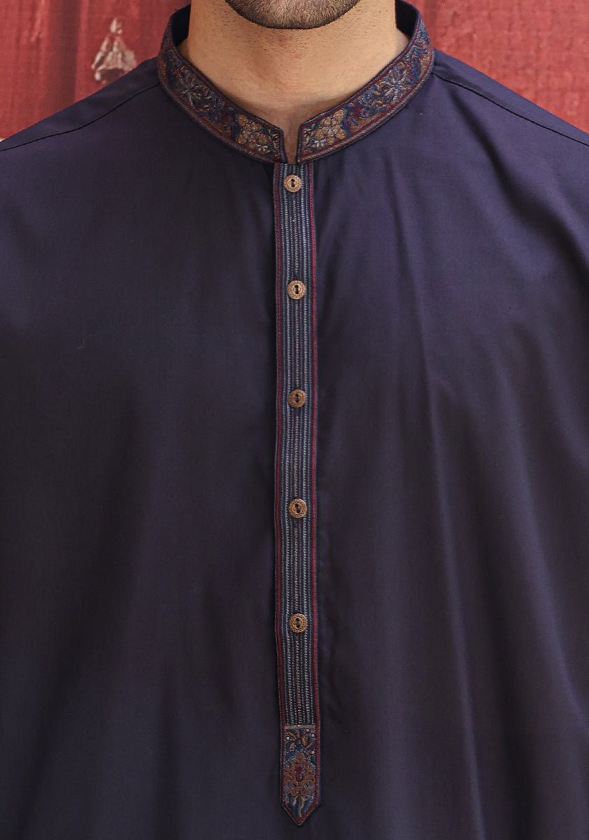Ebony Embroidered Poly Viscose Shalwar Kameez (2-Piece) - Image 2