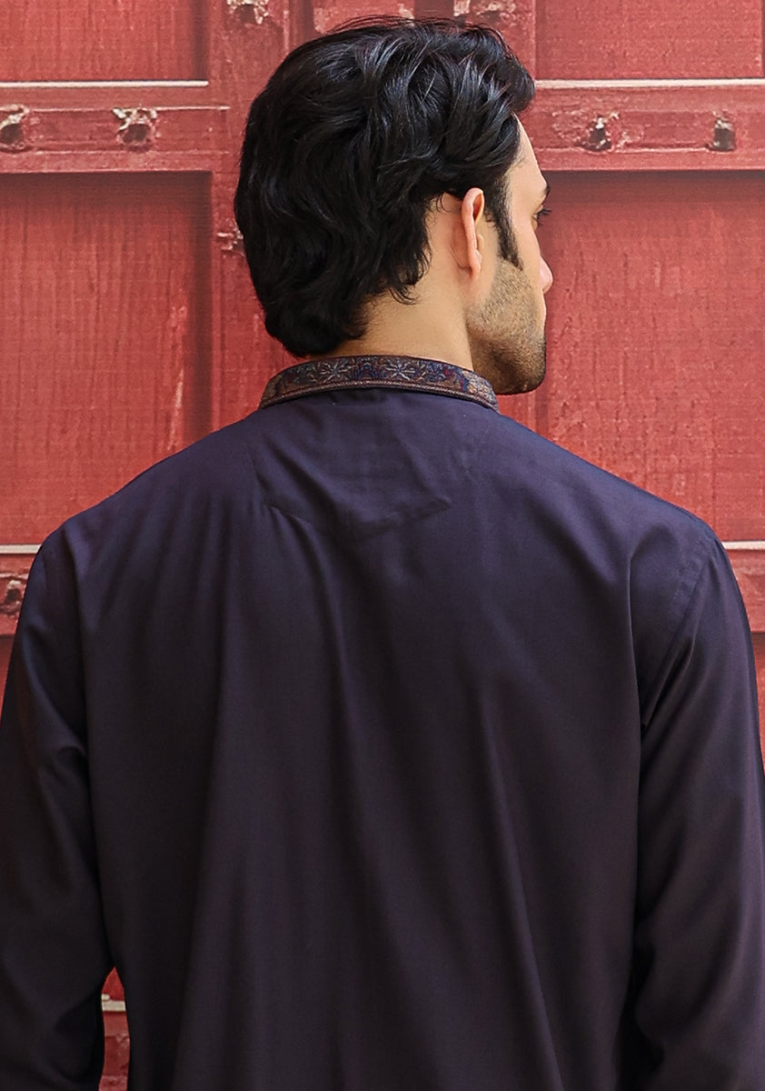 Ebony Embroidered Poly Viscose Shalwar Kameez (2-Piece) - Image 3