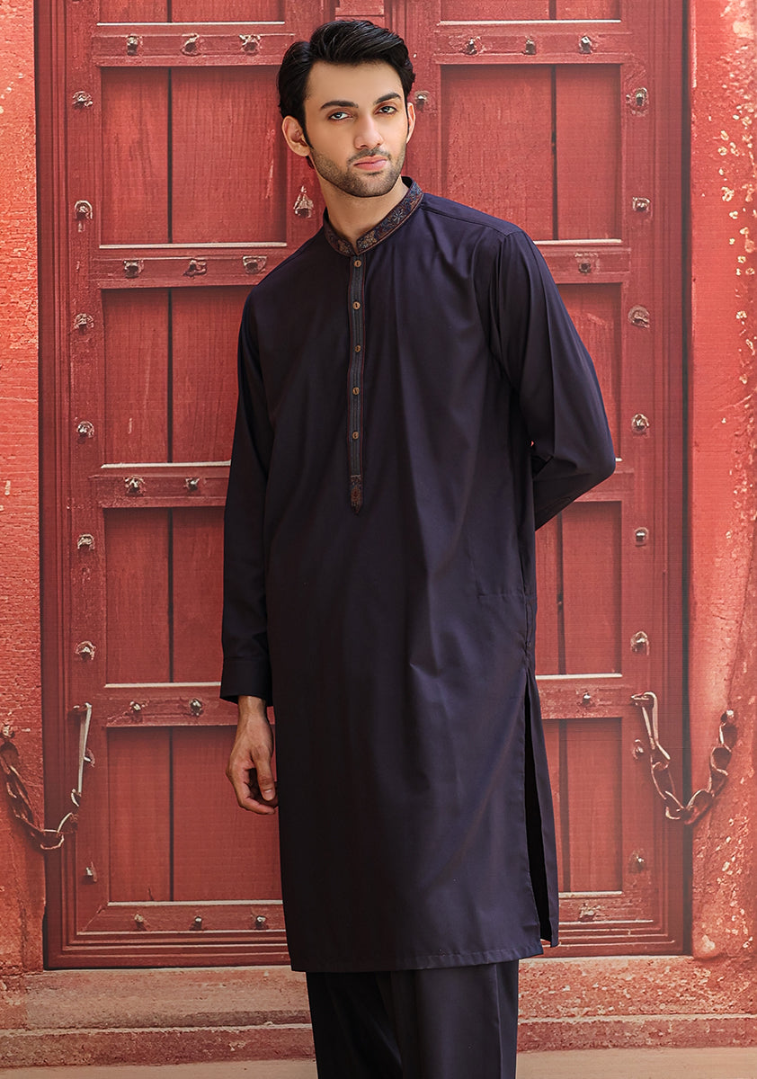 Ebony Embroidered Poly Viscose Shalwar Kameez (2-Piece) - Image 5