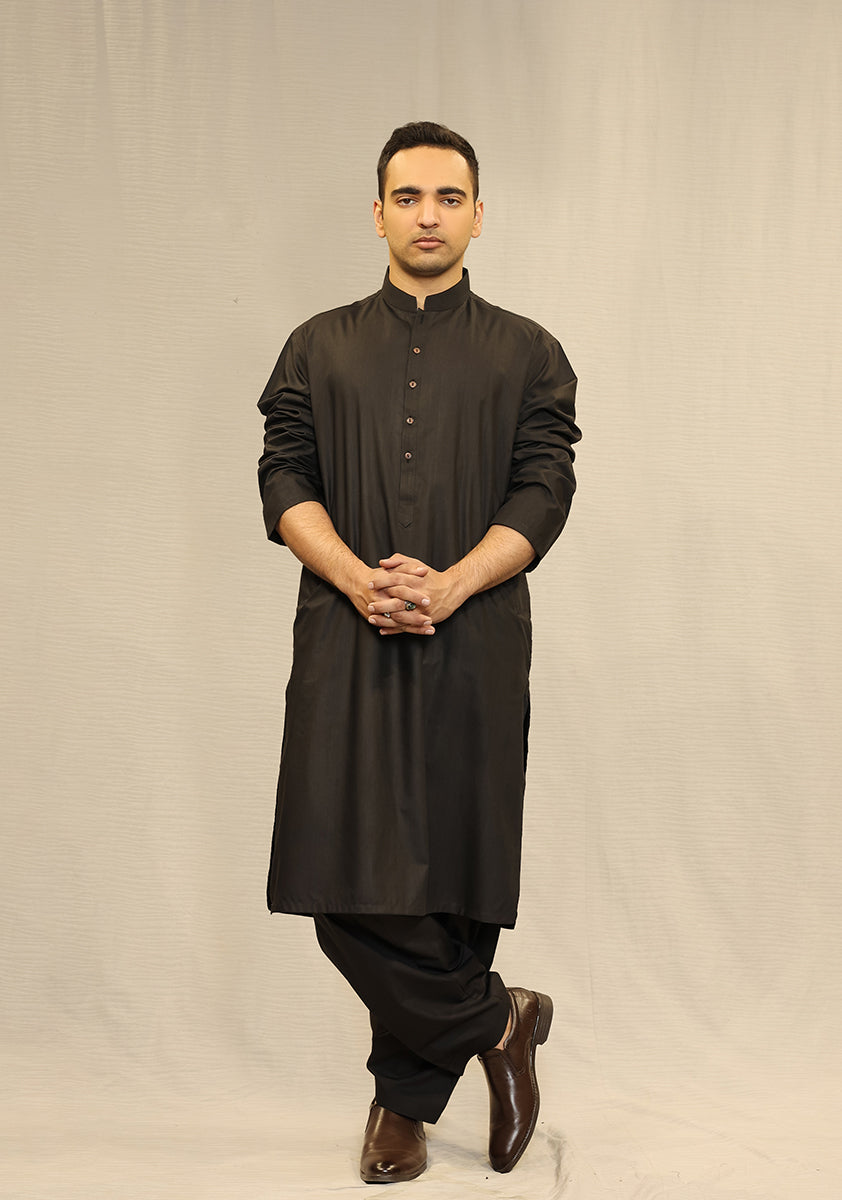 Pirate Black Poly Viscose Shalwar Kameez (2-Piece) - Image 1