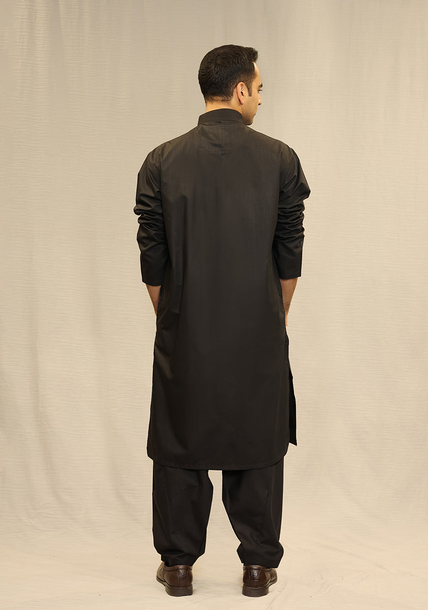 Pirate Black Poly Viscose Shalwar Kameez (2-Piece) - Image 3