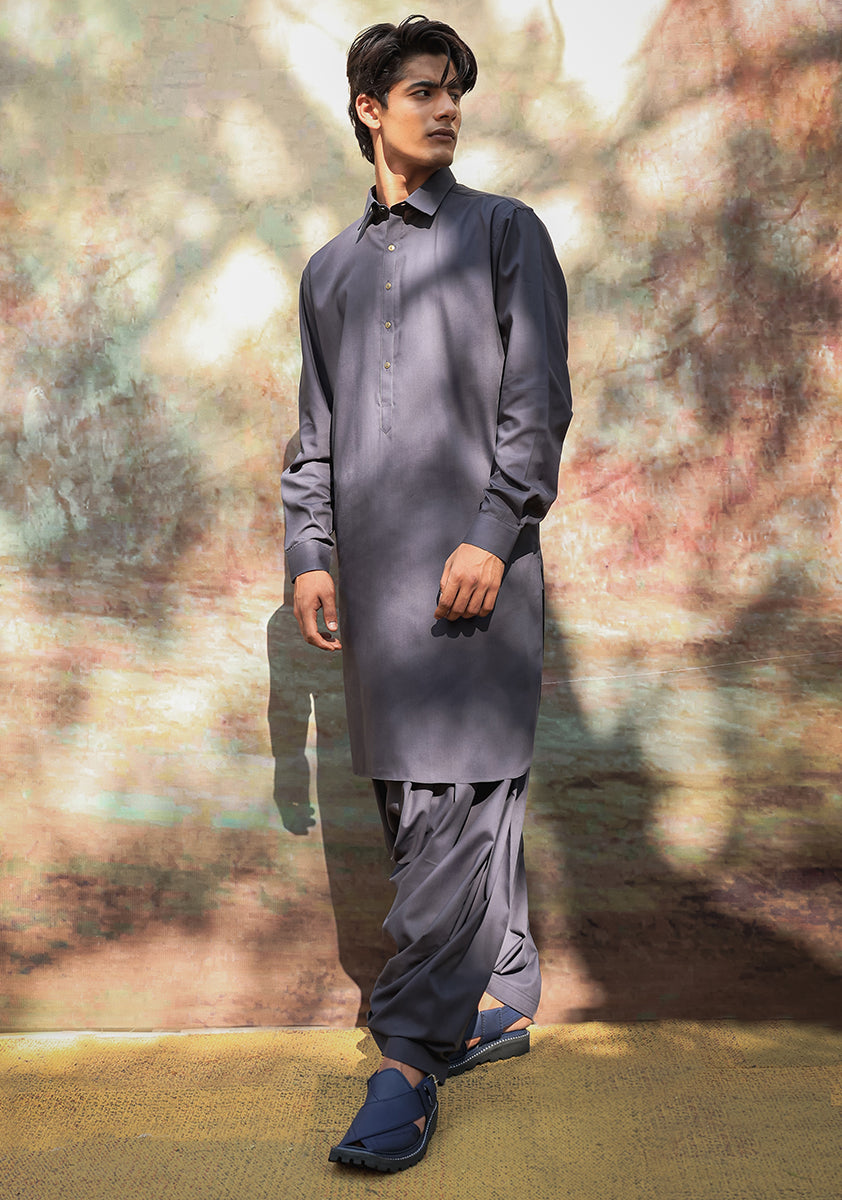 Ebony Poly Viscose Slim Fit Shalwar Kameez (2-Piece) - Image 1