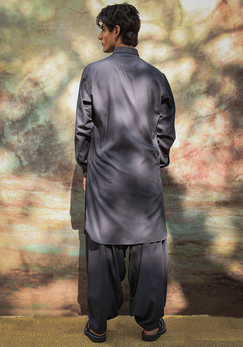 Ebony Poly Viscose Slim Fit Shalwar Kameez (2-Piece) - Image 3