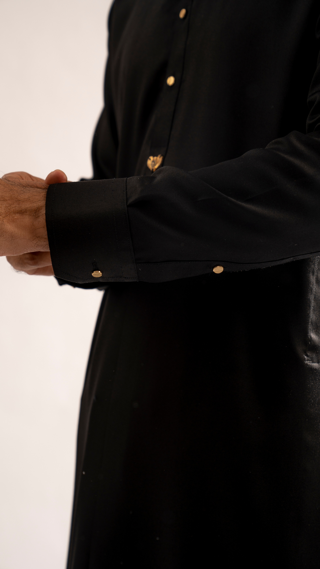 Black Embroidered Premium Fabric Kurta Shalwar (2-Piece) - Image 2