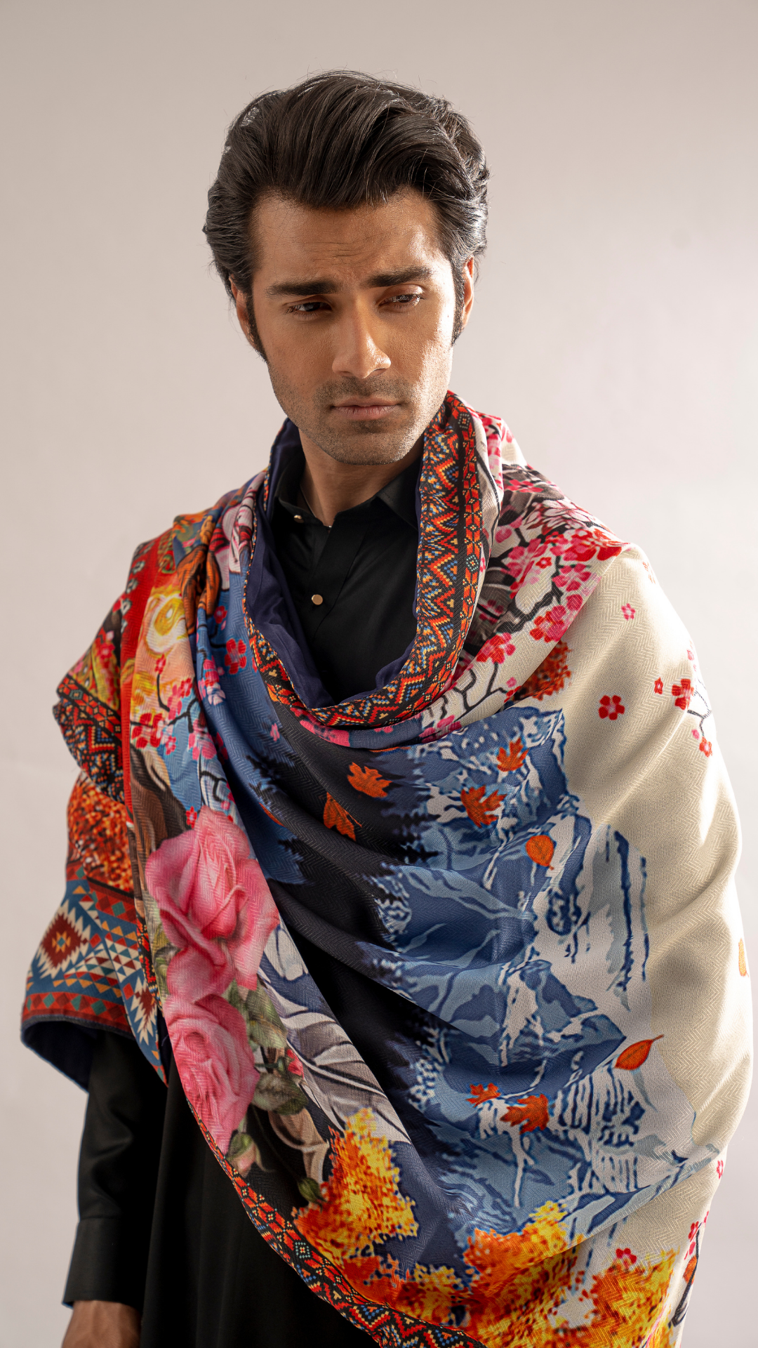 Black Embroidered Premium Fabric Kurta Shalwar (2-Piece) - Image 5