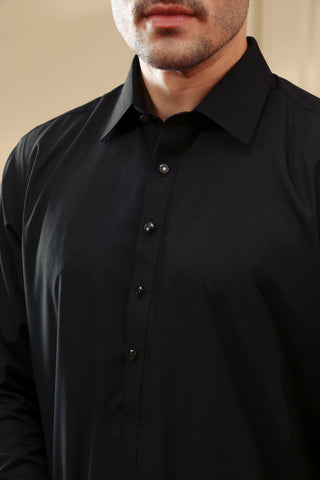 Black Wash & Wear Shalwar Kameez (2-Piece) - Image 4