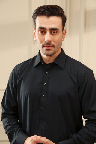 Black Wash & Wear Shalwar Kameez (2-Piece) - Image 5