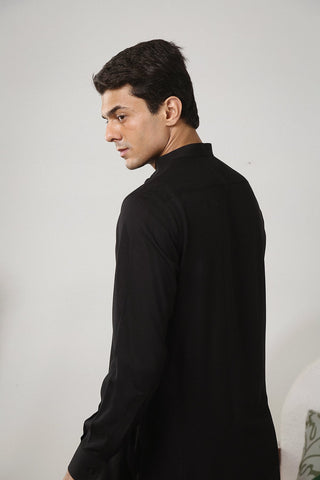 Black Wash & Wear Kameez Shalwar (2-Piece) - Image 5