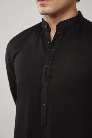 Black Wash & Wear Kameez Shalwar (2-Piece) - Image 8