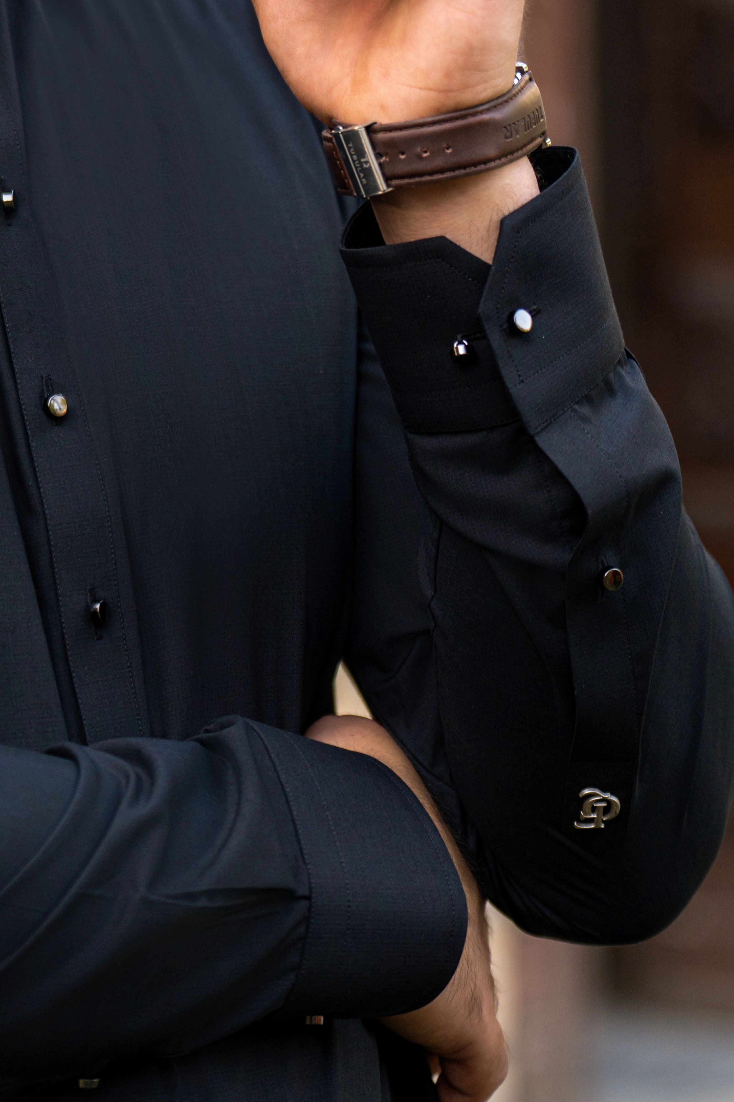 Black Wash & Wear Blended Shalwar Kameez (2-Piece) - Image 3