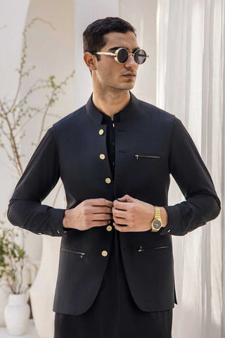 Black Wash N Wear Kurta Shalwar (2-Piece) - Image 3