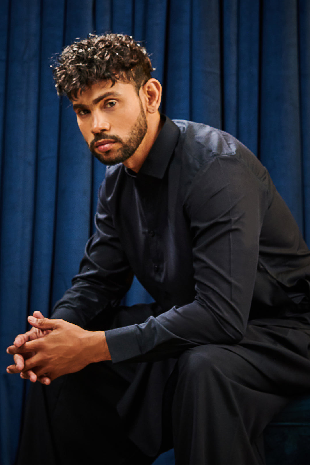 Black Wash & Wear Shalwar Kameez Fabric (2-Piece) - Image 102