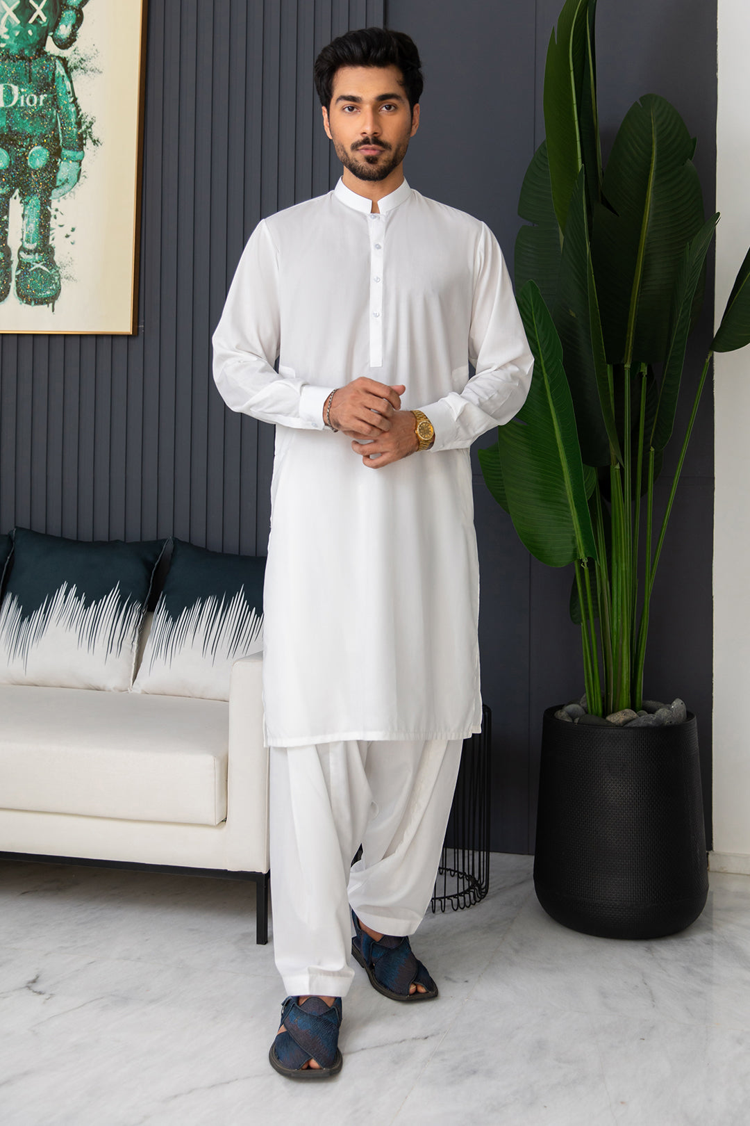 Black Wash & Wear Shalwar Kameez Fabric (2-Piece) - Image 12