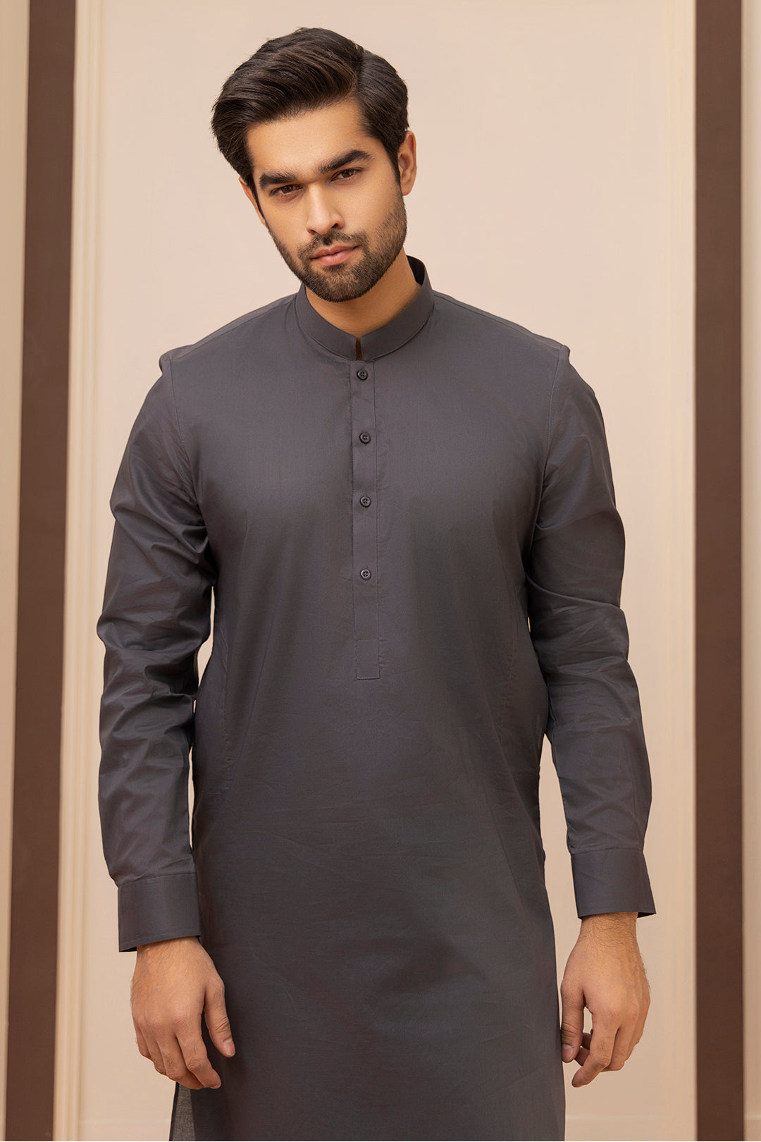 Black Wash & Wear Shalwar Kameez Fabric (2-Piece) - Image 155