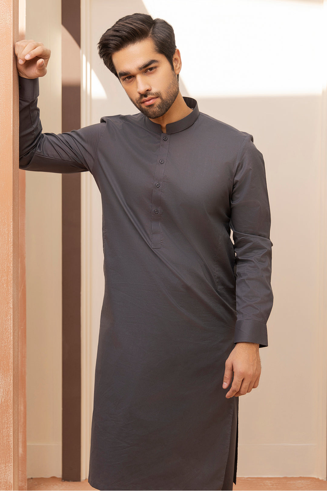 Black Wash & Wear Shalwar Kameez Fabric (2-Piece) - Image 156