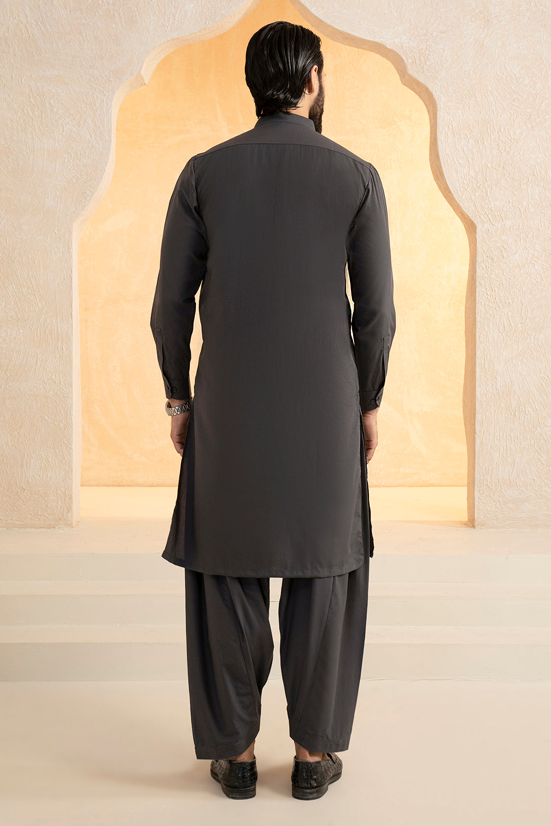 Black Wash & Wear Shalwar Kameez Fabric (2-Piece) - Image 180