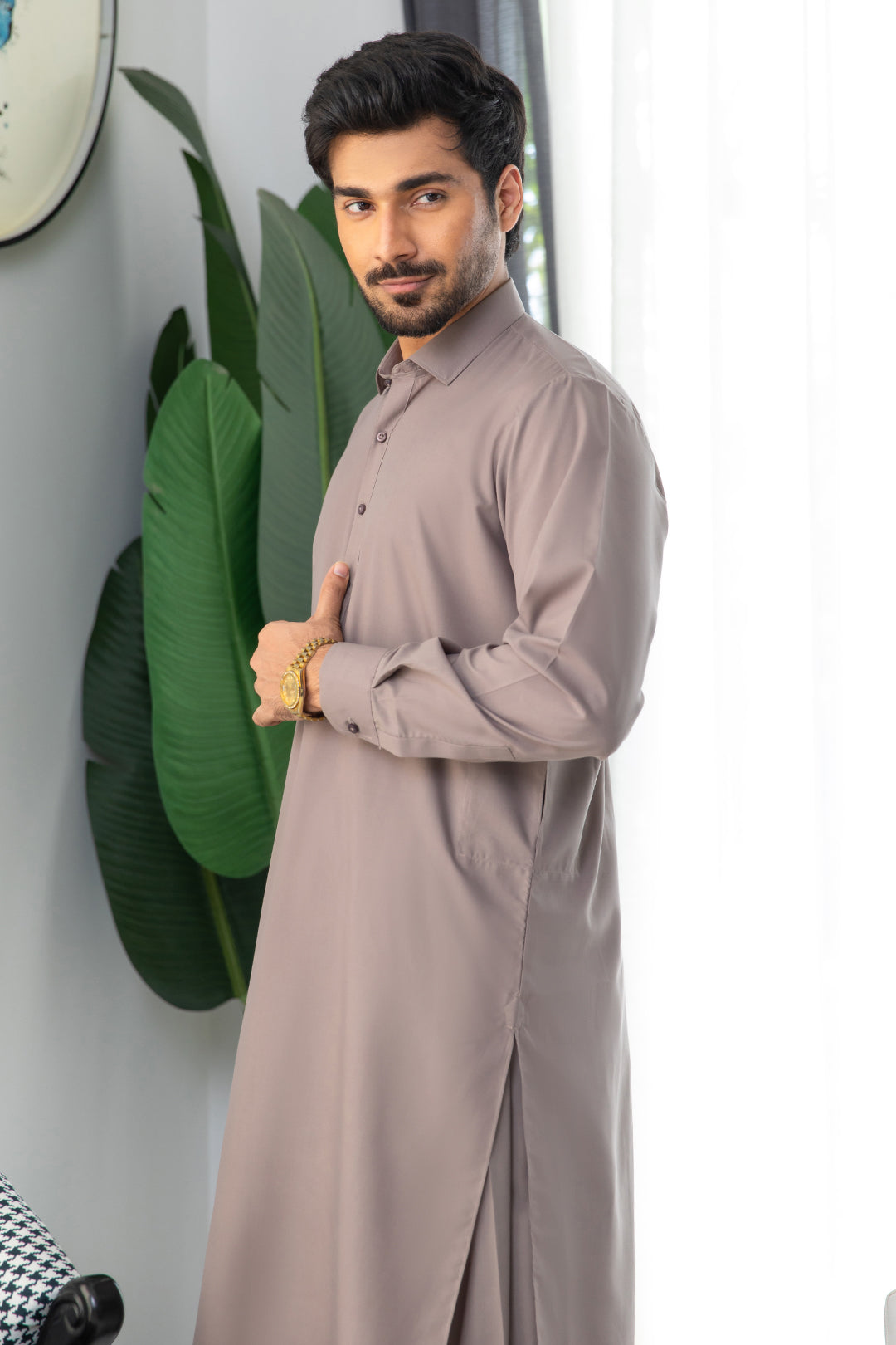 Black Wash & Wear Shalwar Kameez Fabric (2-Piece) - Image 43