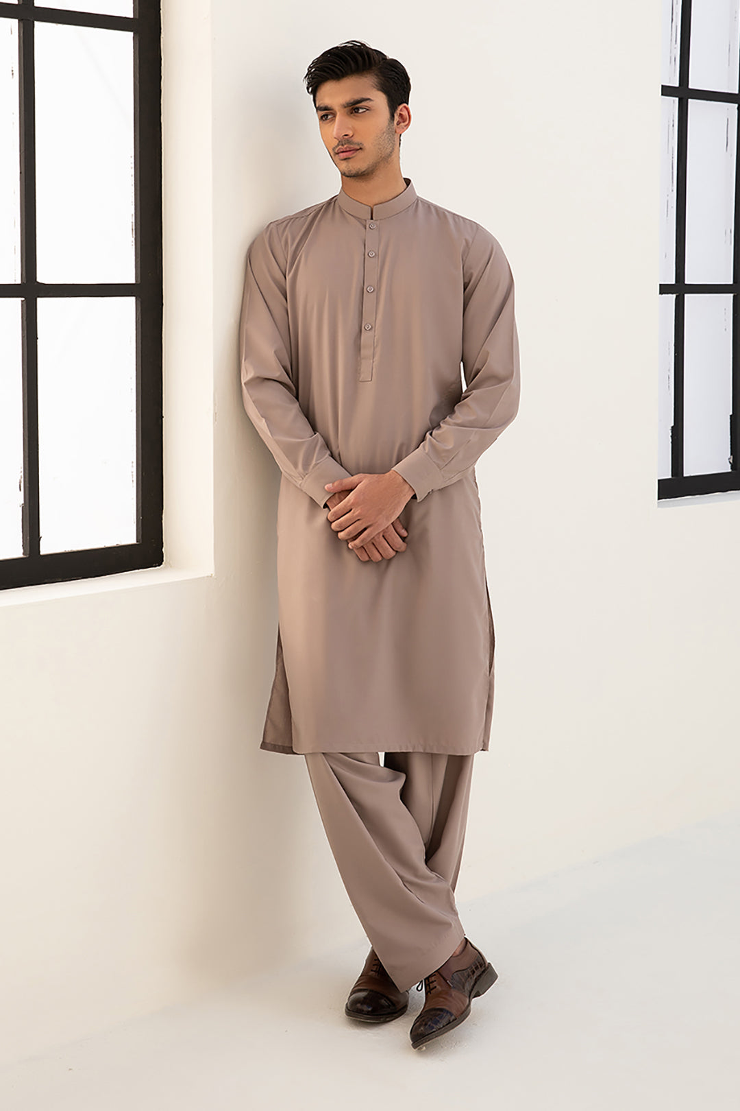 Black Wash & Wear Shalwar Kameez Fabric (2-Piece) - Image 50
