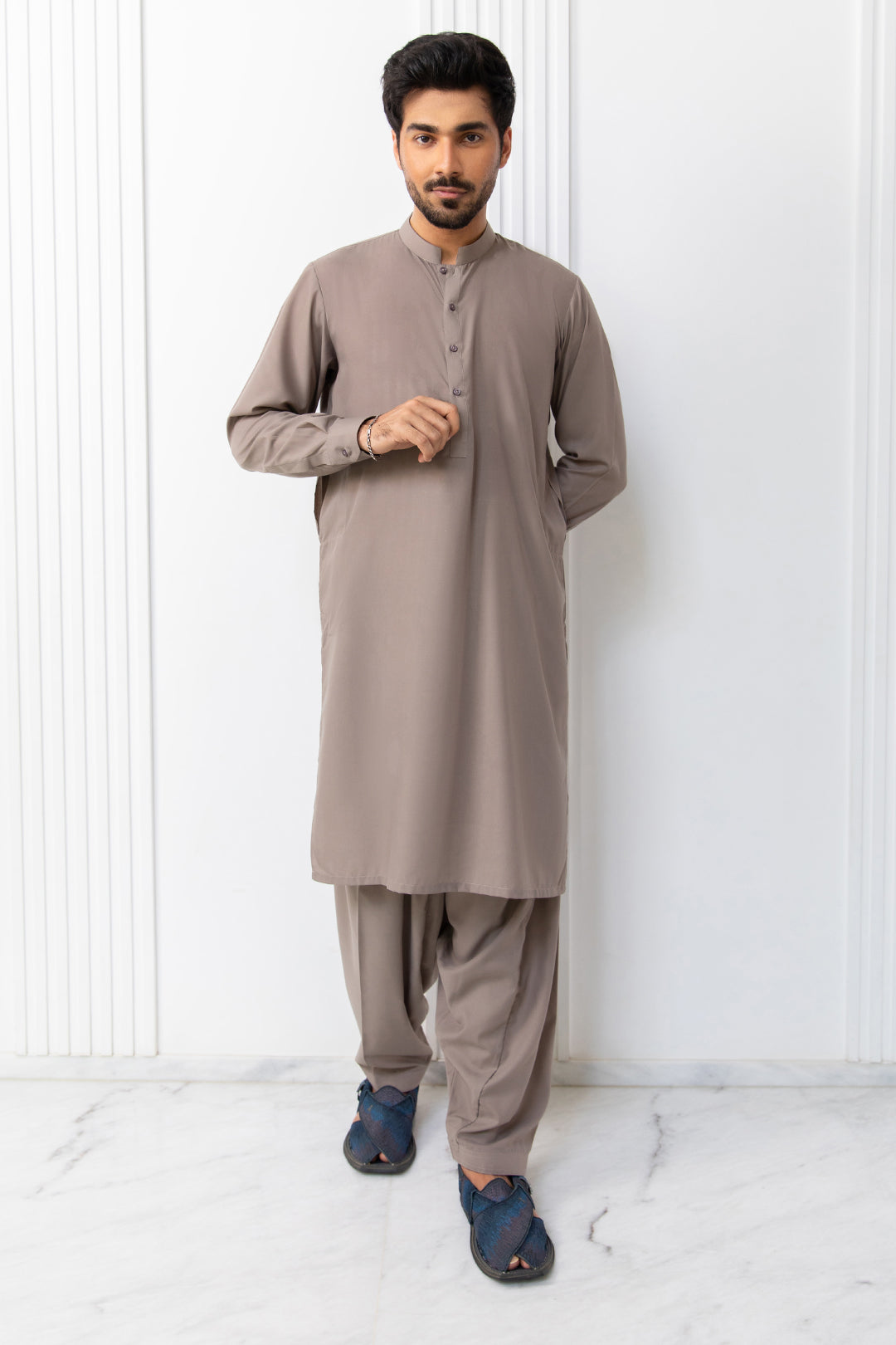 Black Wash & Wear Shalwar Kameez Fabric (2-Piece) - Image 57