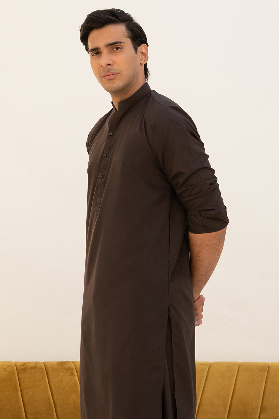 Black Wash & Wear Shalwar Kameez Fabric (2-Piece) - Image 72