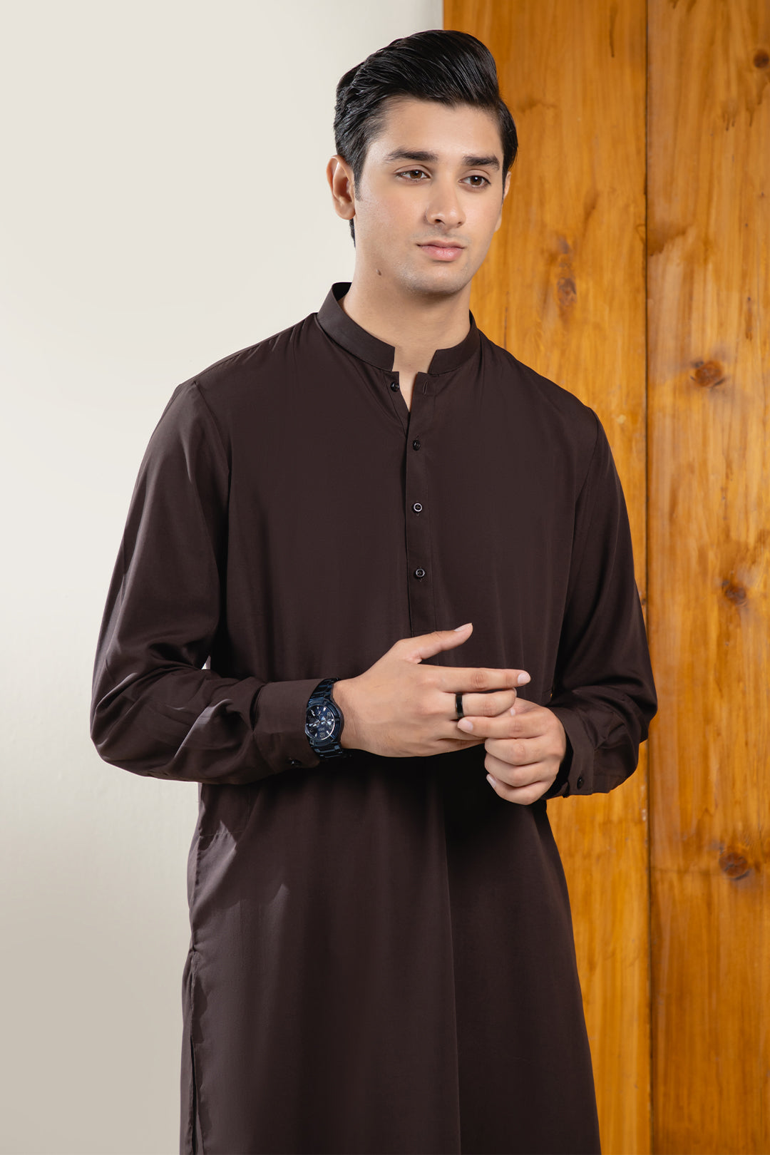 Black Wash & Wear Shalwar Kameez Fabric (2-Piece) - Image 81