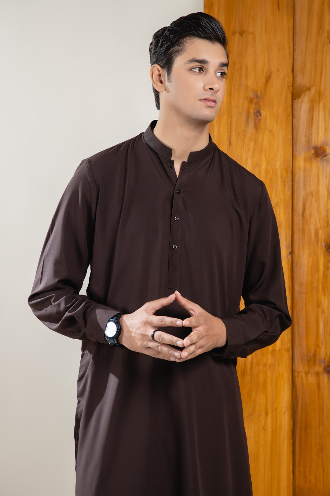 Black Wash & Wear Shalwar Kameez Fabric (2-Piece) - Image 82