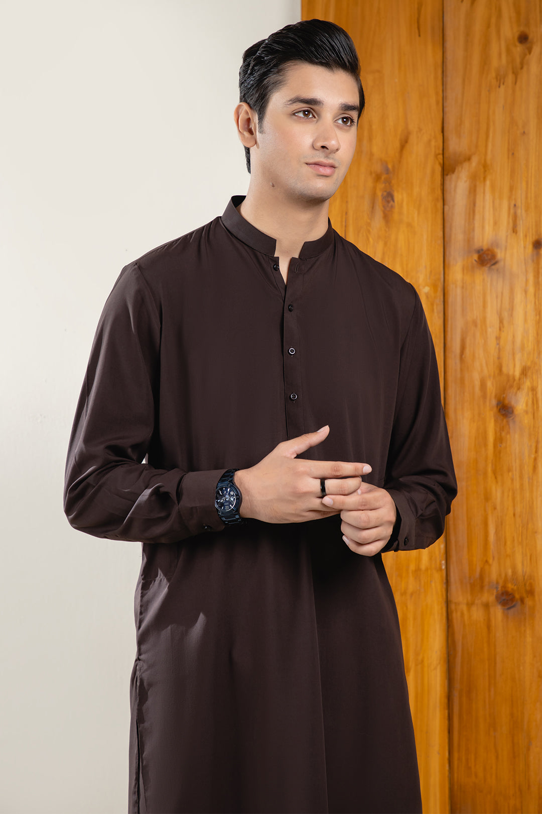Black Wash & Wear Shalwar Kameez Fabric (2-Piece) - Image 83