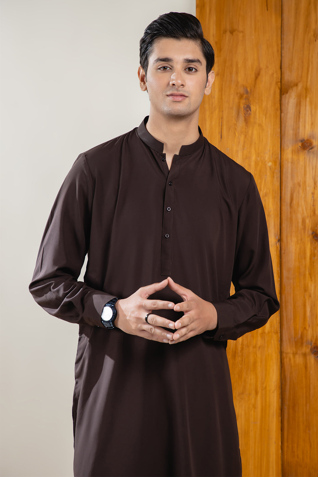 Black Wash & Wear Shalwar Kameez Fabric (2-Piece) - Image 84
