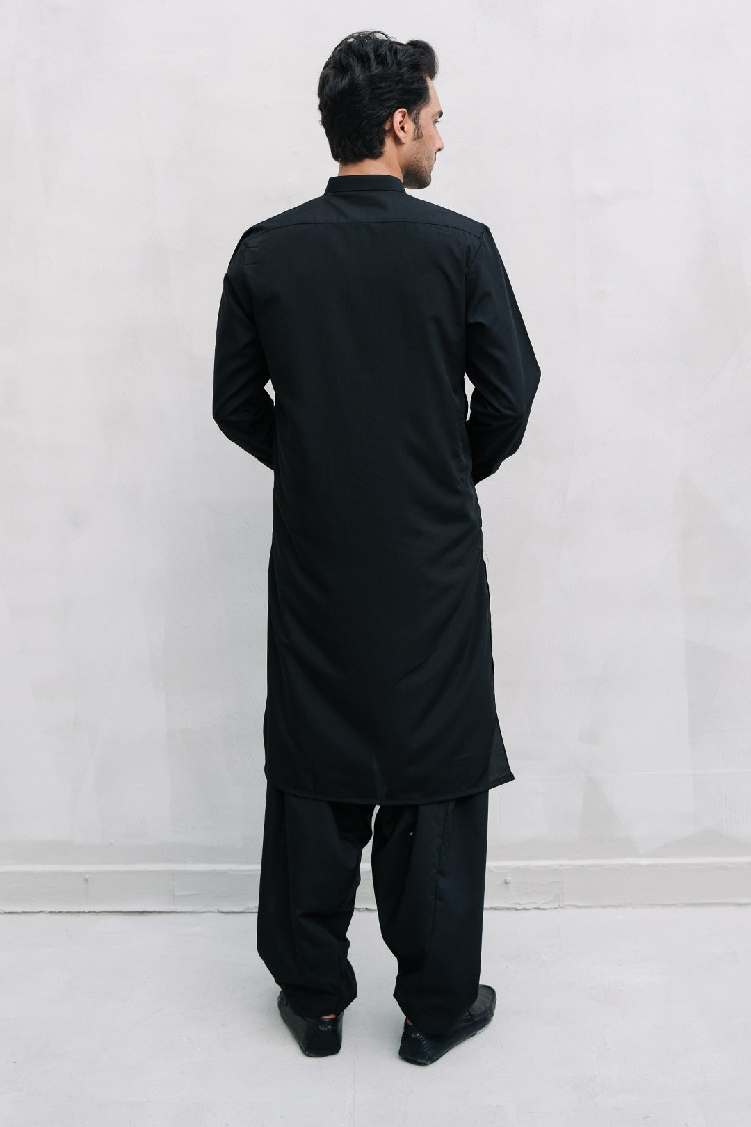 Black Wash & Wear Shalwar Kameez Fabric (2-Piece) - Image 90