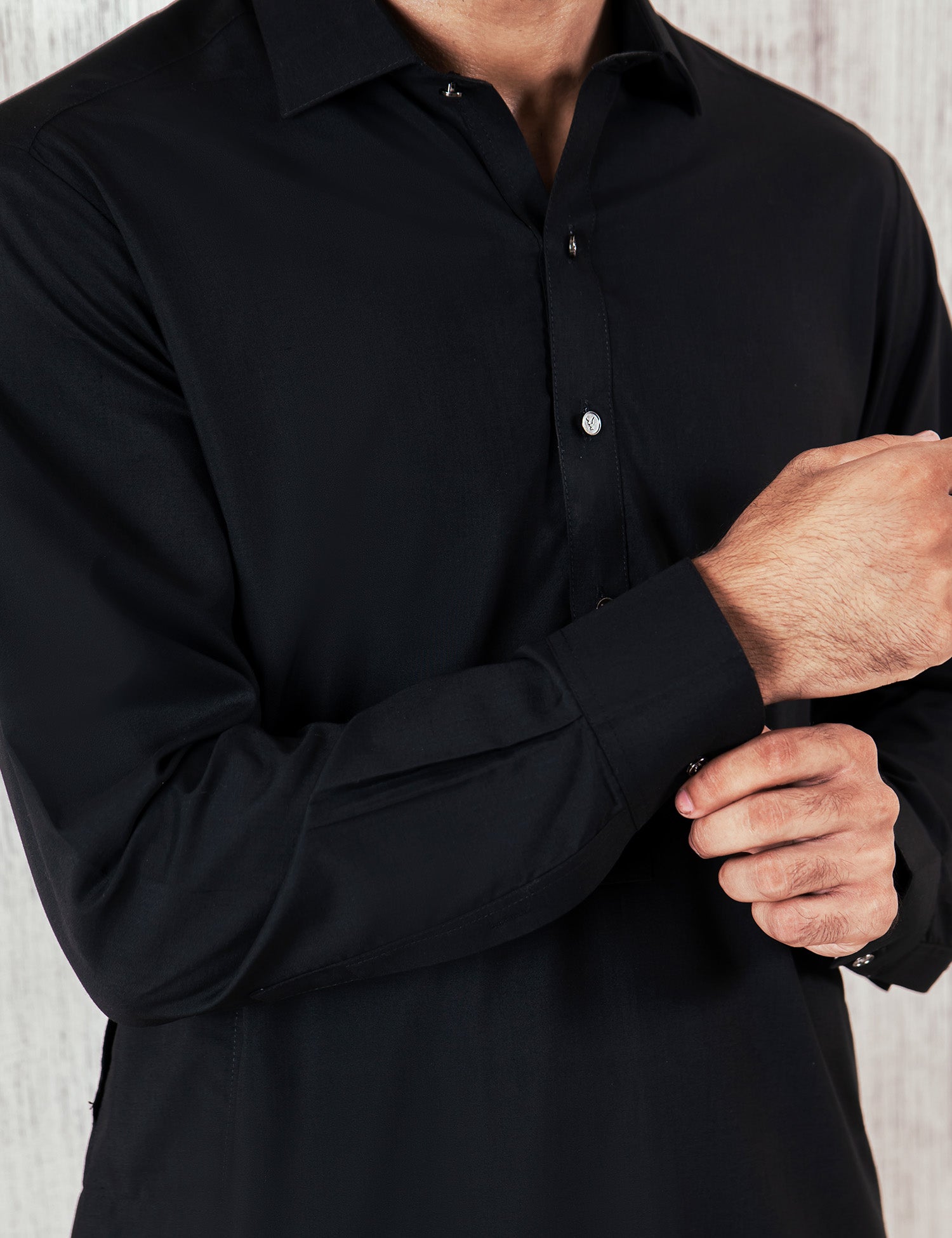 Black Wash & Wear Shalwar Kameez (2-Piece) - Image 4