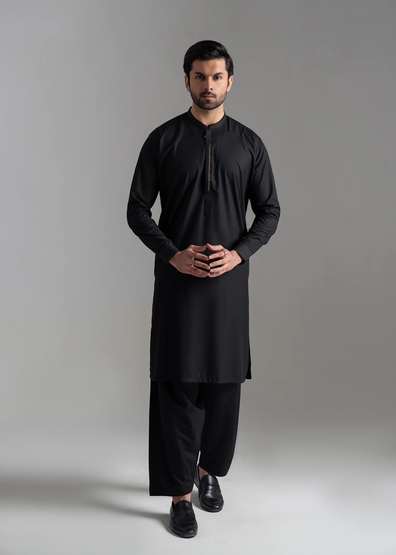 Black Wash & Wear Shalwar Kameez (2-Piece) - Image 1