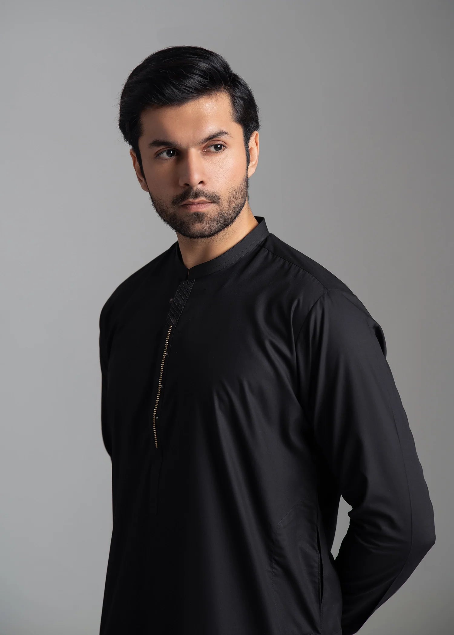 Black Wash & Wear Shalwar Kameez (2-Piece) - Image 2