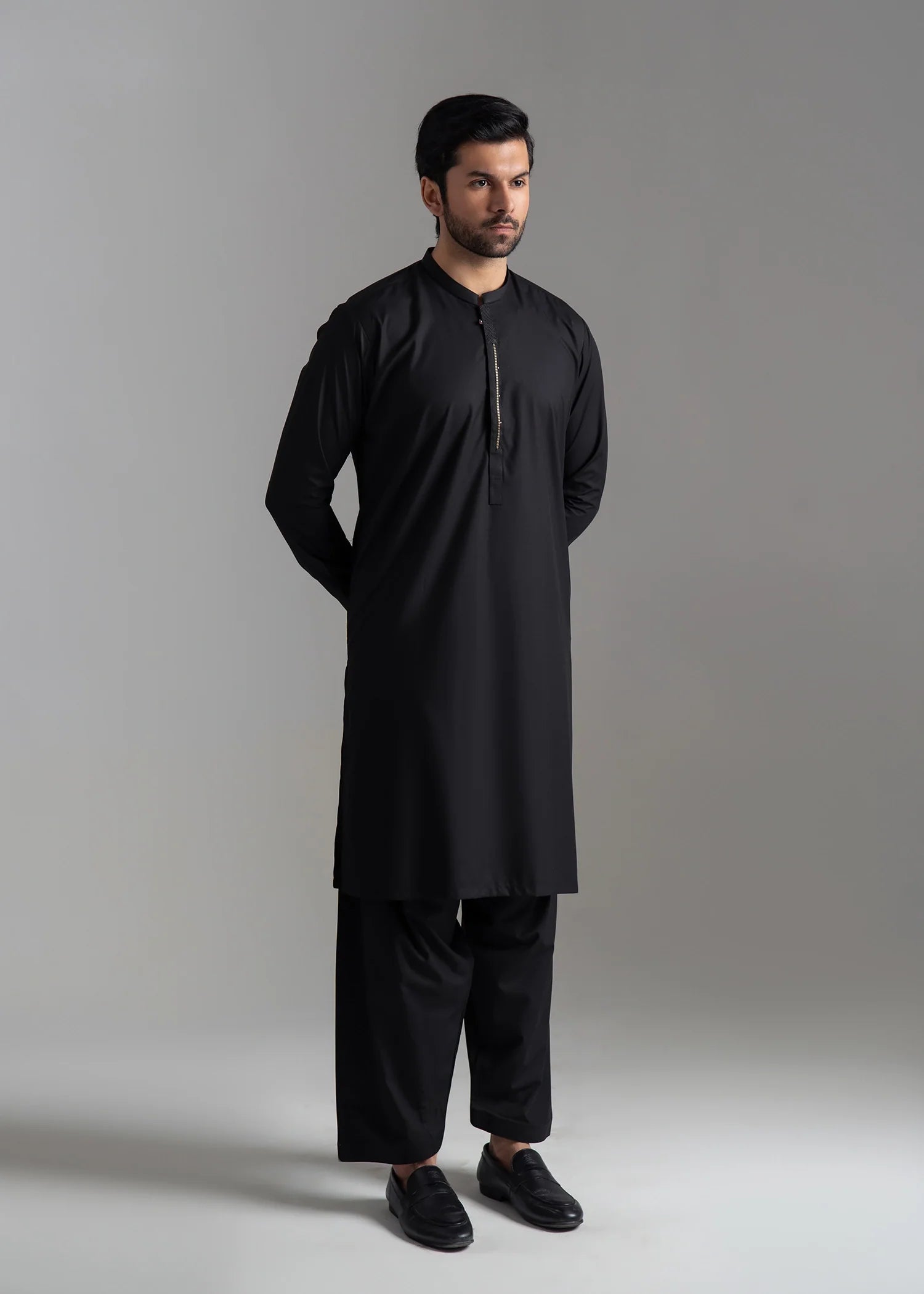 Black Wash & Wear Shalwar Kameez (2-Piece) - Image 3