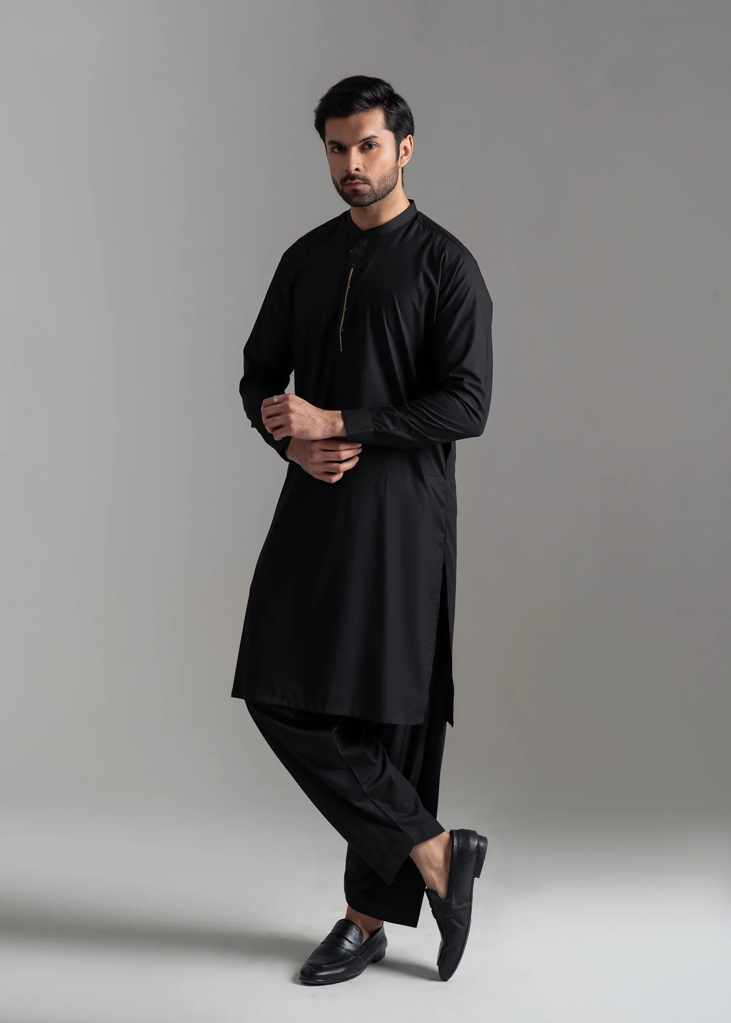 Black Wash & Wear Shalwar Kameez (2-Piece) - Image 4