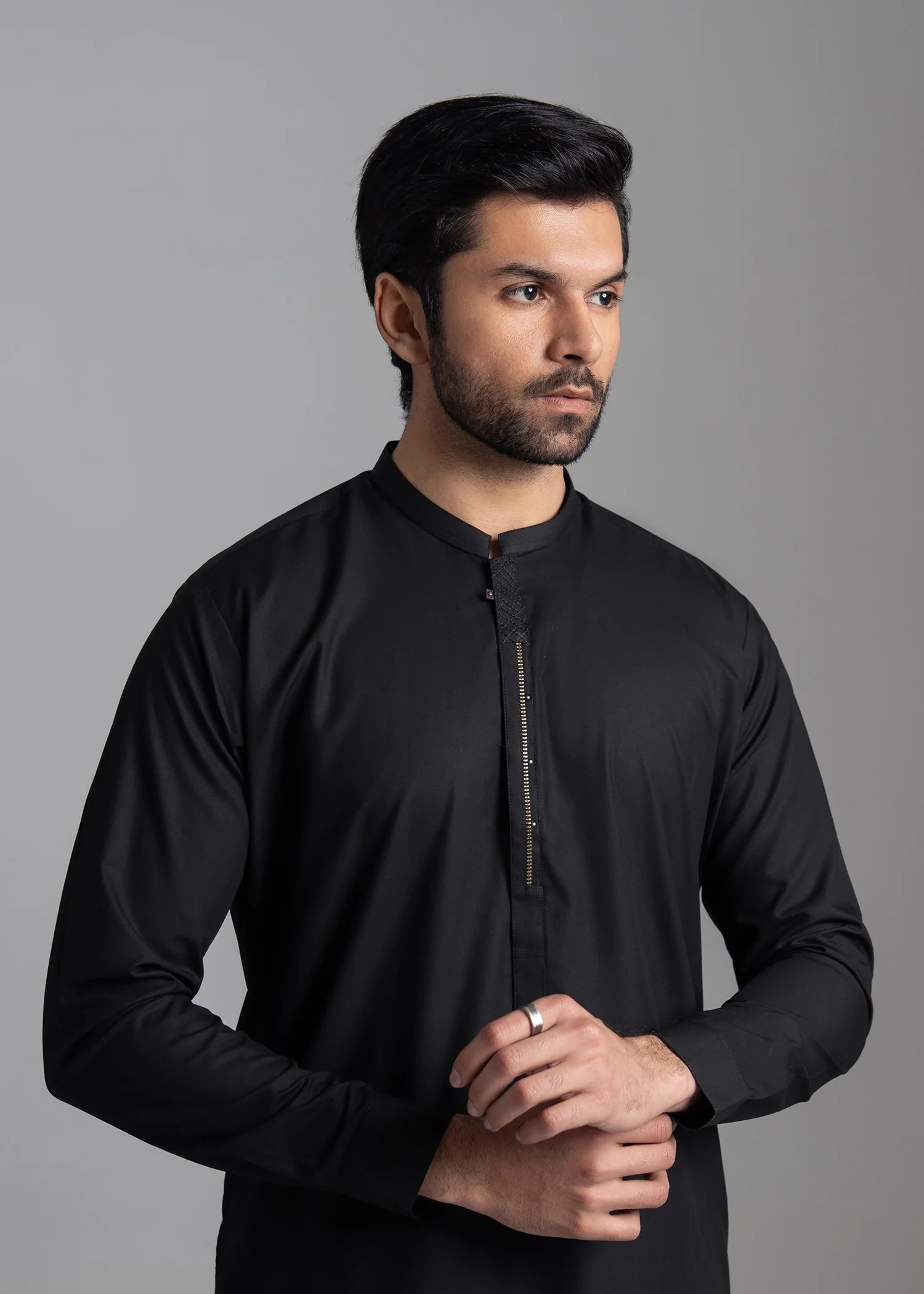 Black Wash & Wear Shalwar Kameez (2-Piece) - Image 5