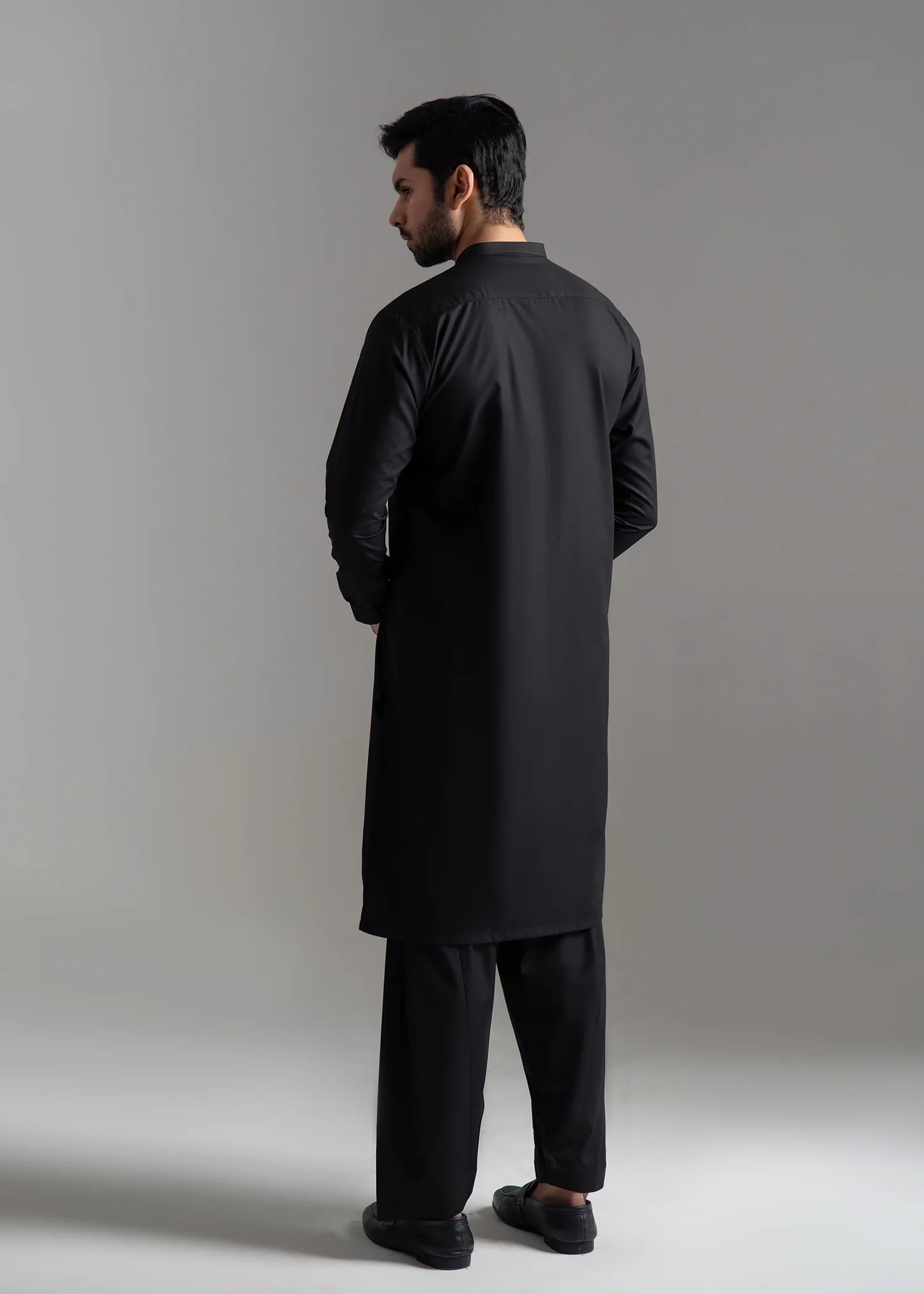 Black Wash & Wear Shalwar Kameez (2-Piece) - Image 6