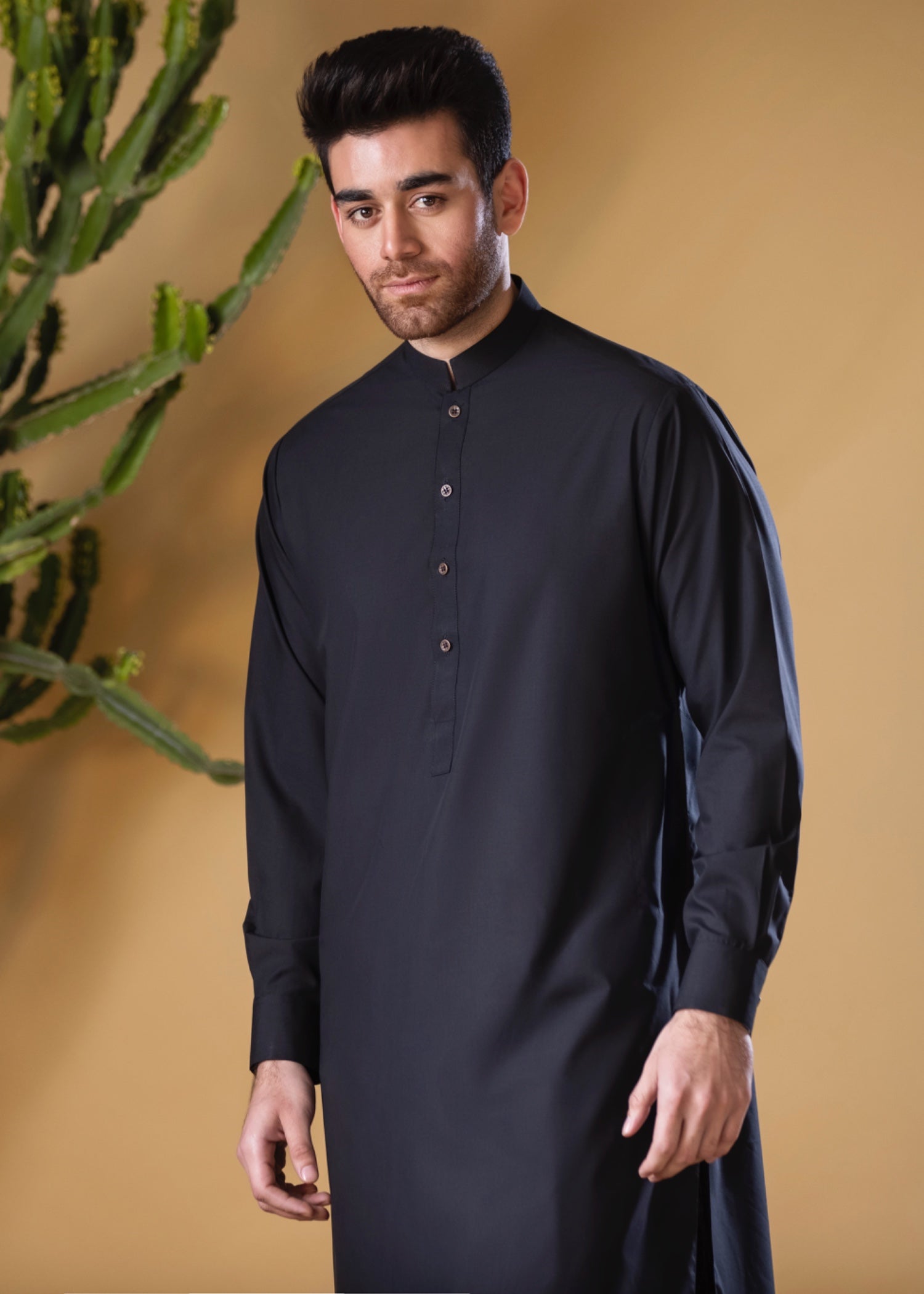 Black Wash & Wear Shalwar Kameez (2-Piece) - Image 3
