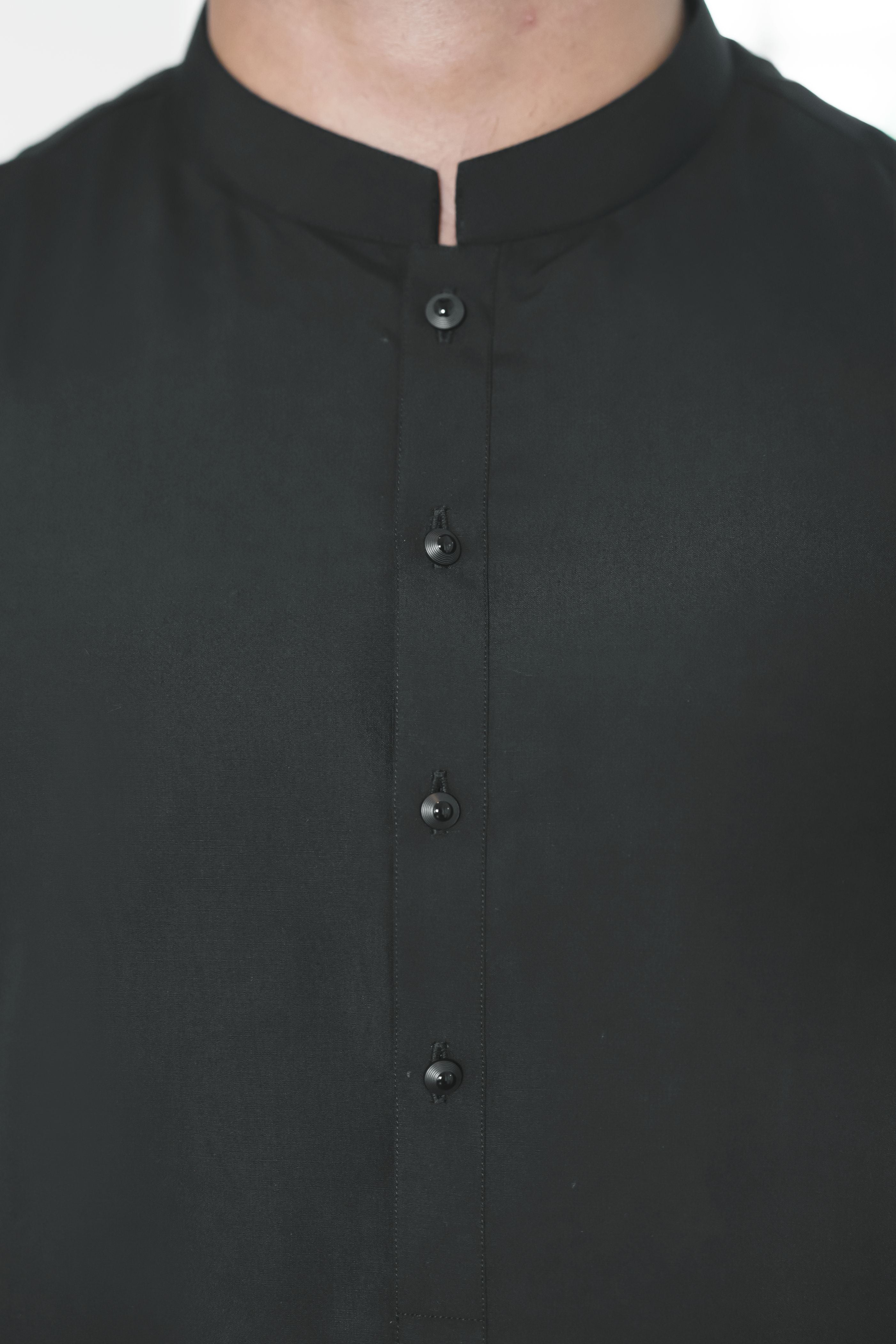 Black Wash & Wear Blended Shalwar Kameez (2-Piece) - Image 2