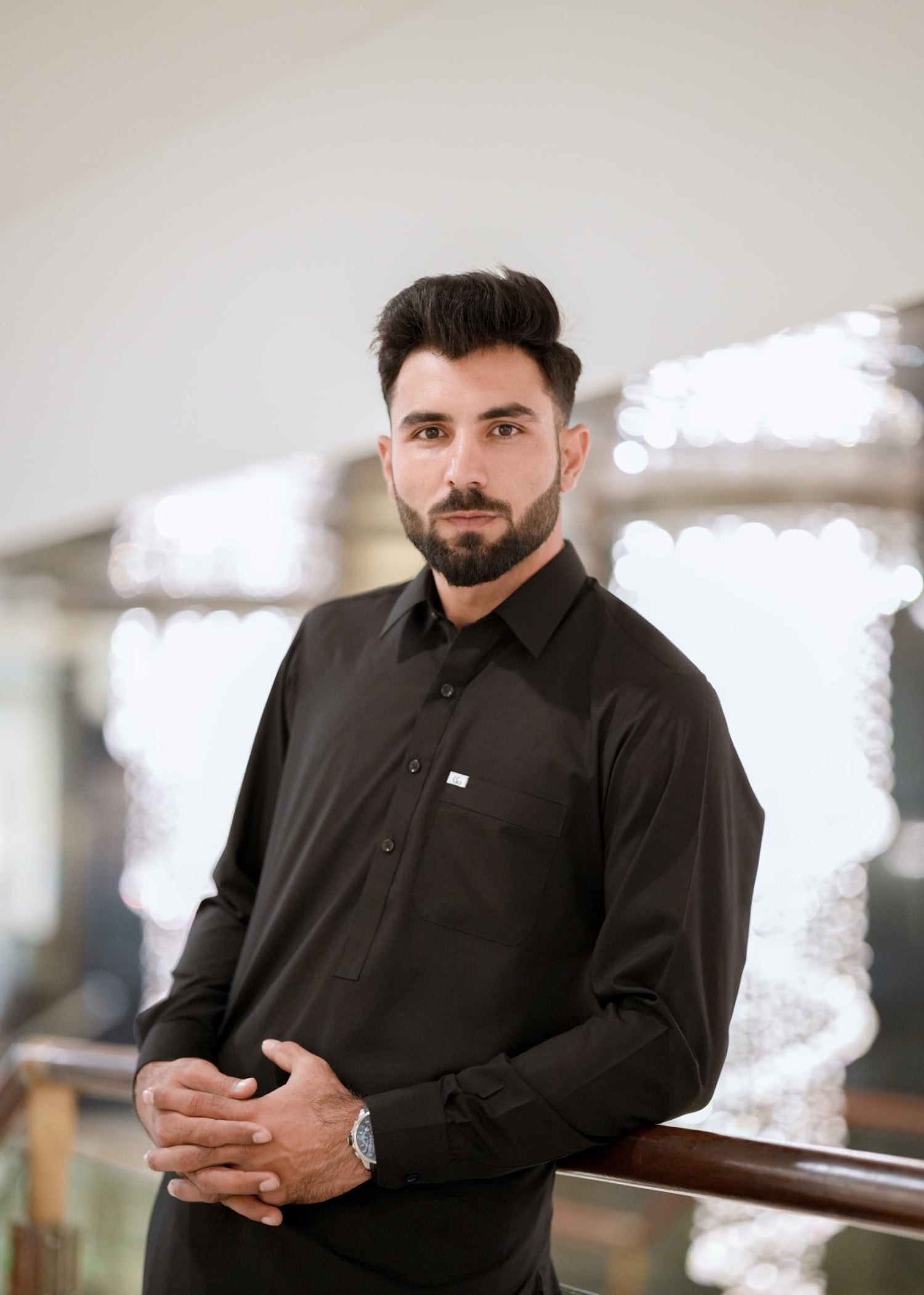 Black Wash & Wear Shalwar Kameez (2-Piece) - Image 3