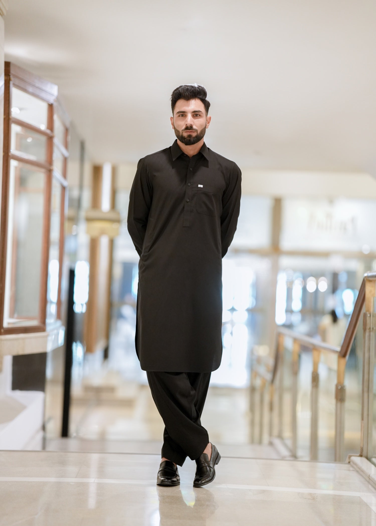Black Wash & Wear Shalwar Kameez (2-Piece) - Image 4