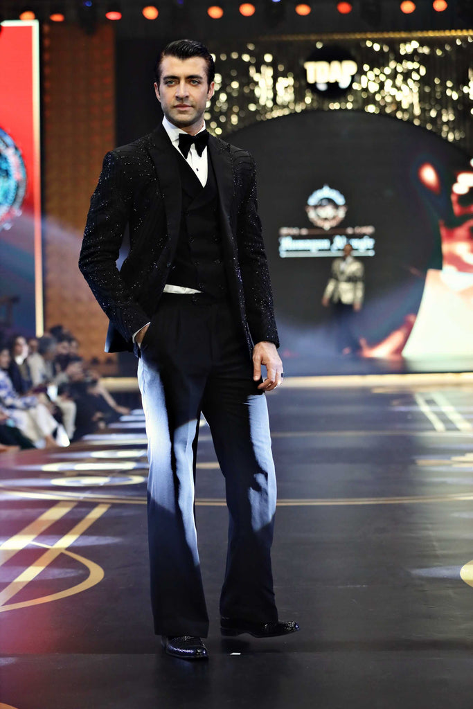Black Hand-Embroidered Armani Tuxedo (3-Piece) - Image 1