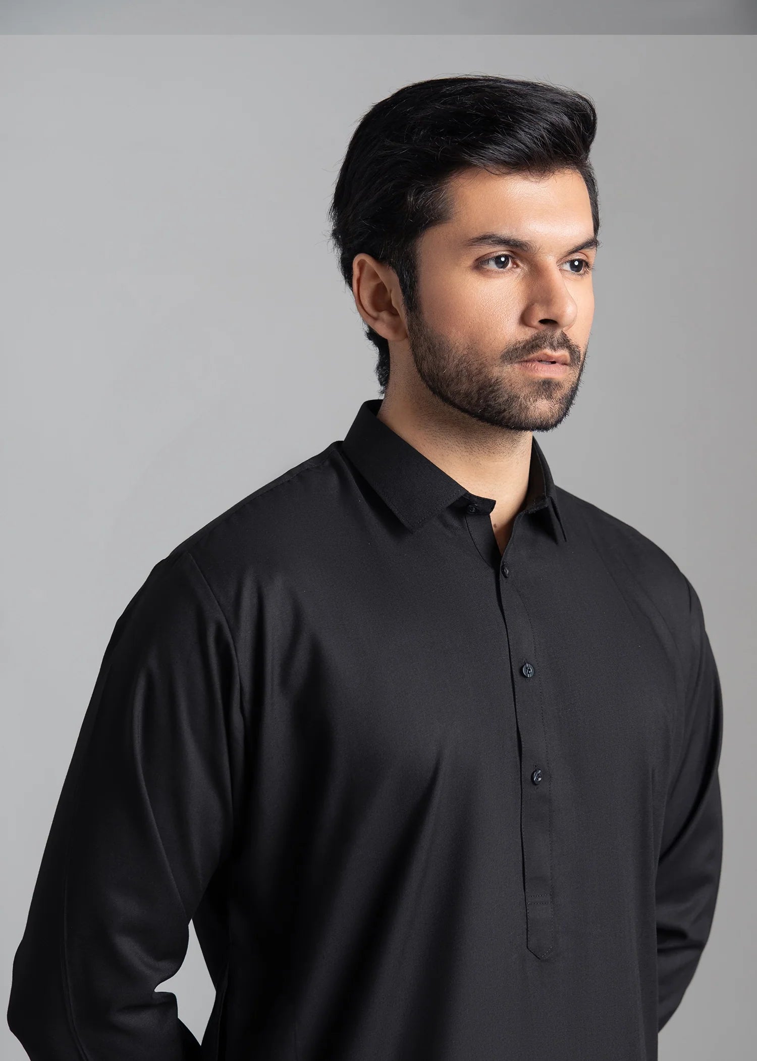 Black Wash & Wear Pathani Suit (2-Piece) - Image 3
