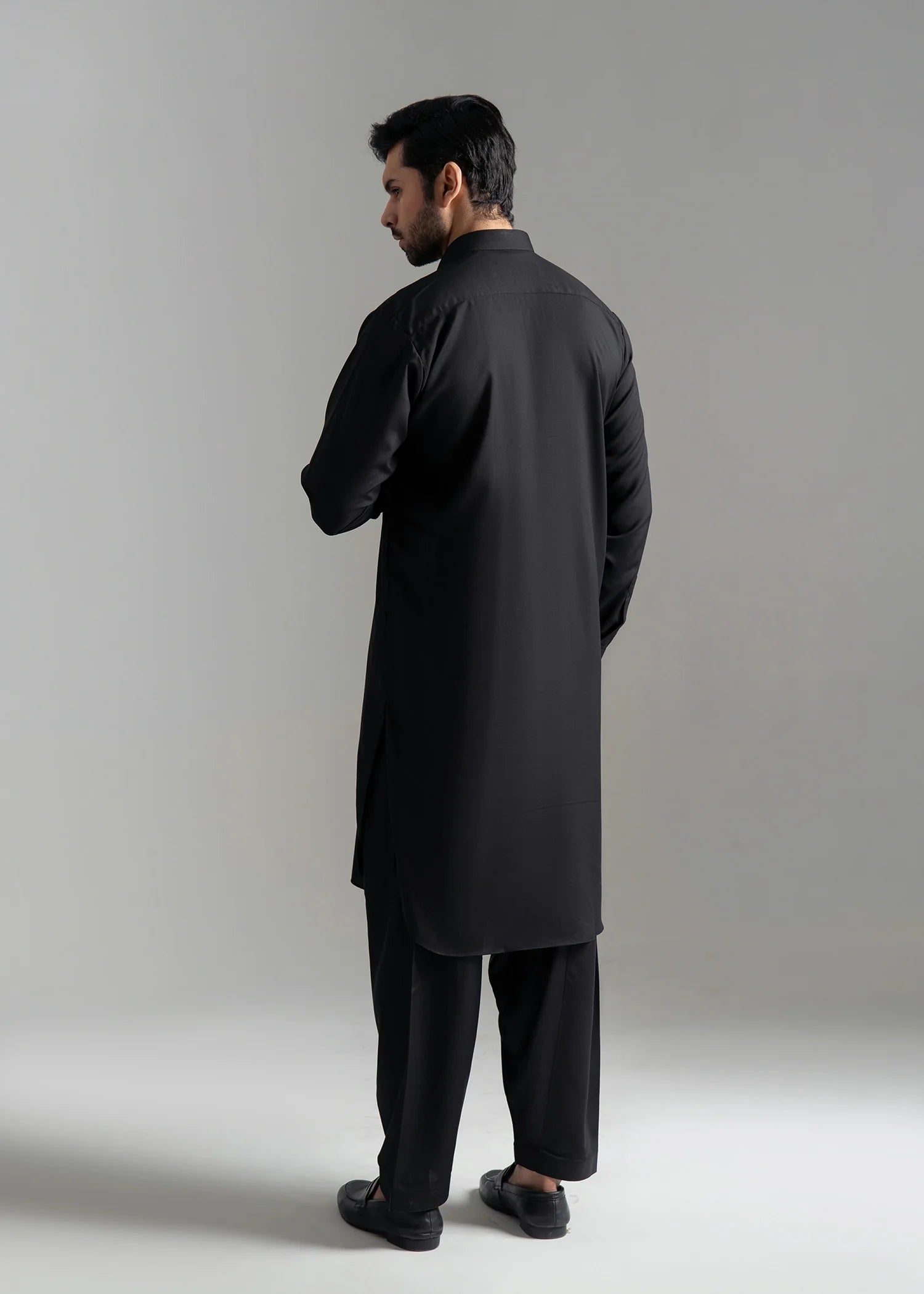 Black Wash & Wear Pathani Suit (2-Piece) - Image 5