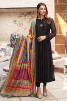 Pakistani Black Embroidered Cotton Kalidaar Pishwas (3-Piece) - Image 2