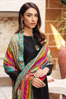 Pakistani Black Embroidered Cotton Kalidaar Pishwas (3-Piece) - Image 3